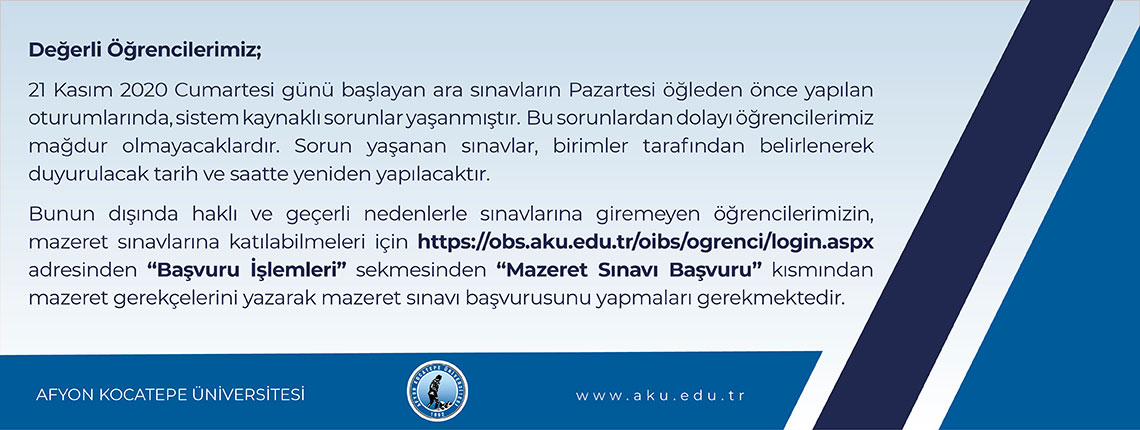 Mazeret Sınavı Başvurusu