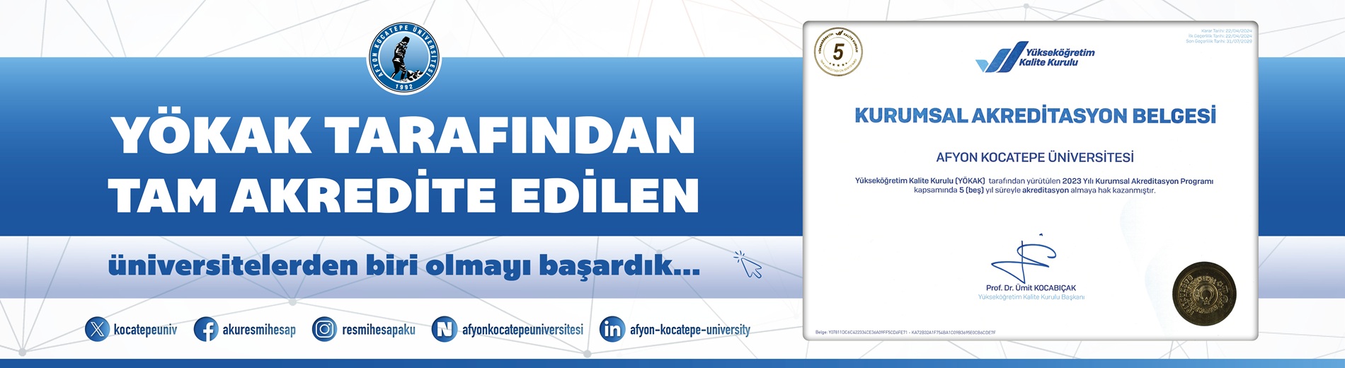 YÖKAK’tan Tam Akreditasyon YÖKAK’tan Tam Akreditasyon