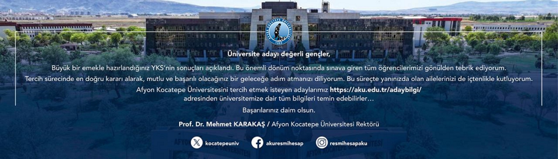 YKS SONUCU REKTÖR BEY TEBRİK MESAJI TEMMUZ 2025
