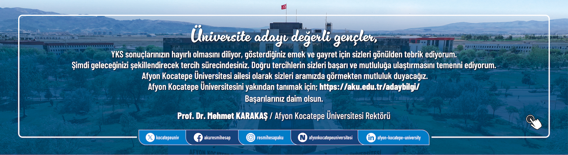 YKS SONUÇLARI-REKTÖR MESAJI YKS SONUÇLARI-REKTÖR MESAJI